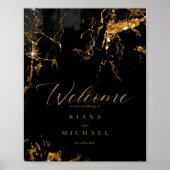 Marble Glitter Wedding Welcome Black Gold ID644 Poster (Voorkant)