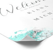 Marble Glitter Wedding Welcome Blauwgroen Silver I Poster (Hoek)