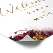 Marble Glitter Wedding Welcome Burgundy Gold ID644 Poster (Hoek)