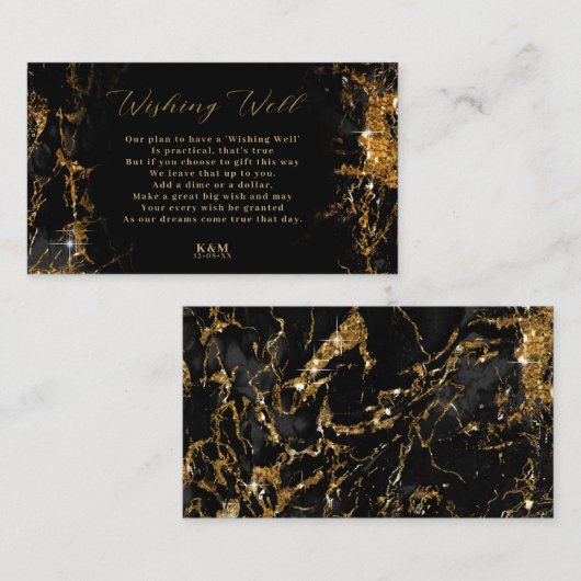 Marble Glitter Wishing Well V1 Black/Gold ID644 Informatiekaartje (Voorkant / Achterkant)