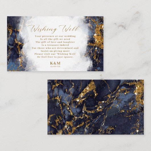 Marble Glitter Wishing Well V2 Navy Blue ID644 Informatiekaartje (Voorkant / Achterkant)