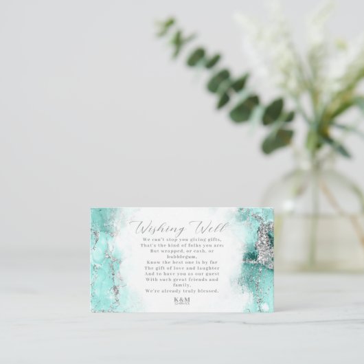 Marble Glitter Wishing Well V3 Blauwgroen ID644 Informatiekaartje (Staand voorkant)