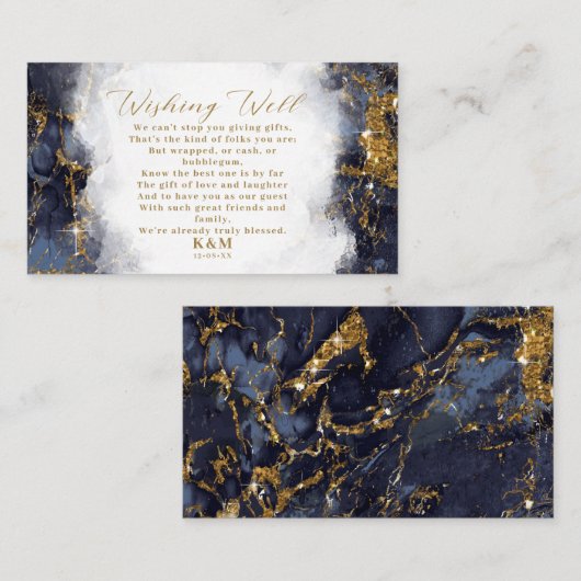 Marble Glitter Wishing Well V3 Navy Blue ID644 Informatiekaartje (Voorkant / Achterkant)