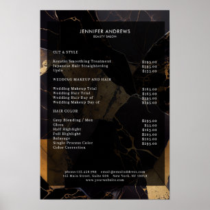Marble Gold Black Salon Prijs Lijst Poster