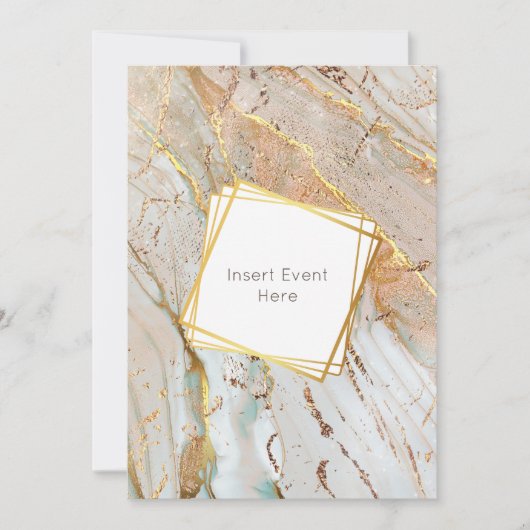 Marble gold blue oranje agate geometric lijst kaart (Voorkant)