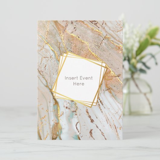 Marble gold blue oranje agate geometric lijst kaart (Staand voorkant)