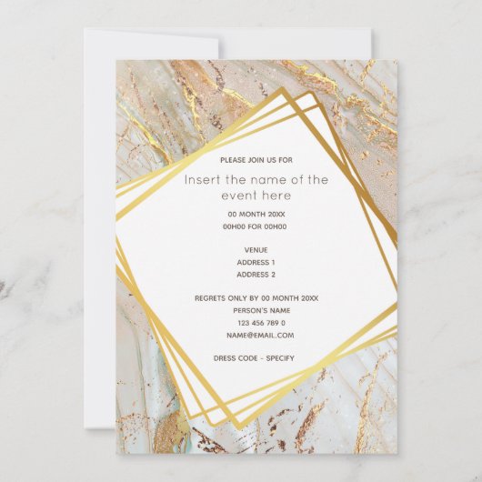 Marble gold blue oranje agate geometric lijst kaart (Achterkant)