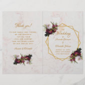 Marble Gold Burgundy White Peonies Wedding Program (Voorkant)