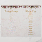 Marble Gold Burgundy White Peonies Wedding Program (Achterkant)