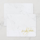 Marble Gold Calligraded Script Name Modern Trendy Notitiekaartje (Voorkant / Achterkant)