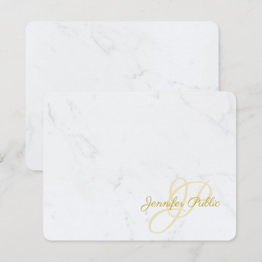 Marble Gold Calligraphy Script Text Modern Trendy Notitiekaartje (Voorkant / Achterkant)