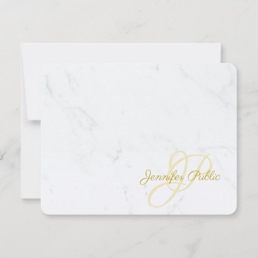 Marble Gold Calligraphy Script Text Modern Trendy Notitiekaartje (Voorkant)
