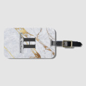 Marble gold custom Monogram Name Bagagelabel (Voorkant (horizontaal))