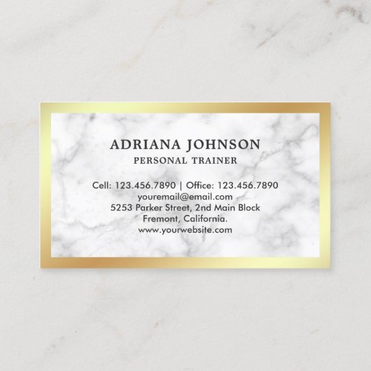Marble Gold Dumbbell Fitness Personal Trainer Visitekaartje (Achterkant)