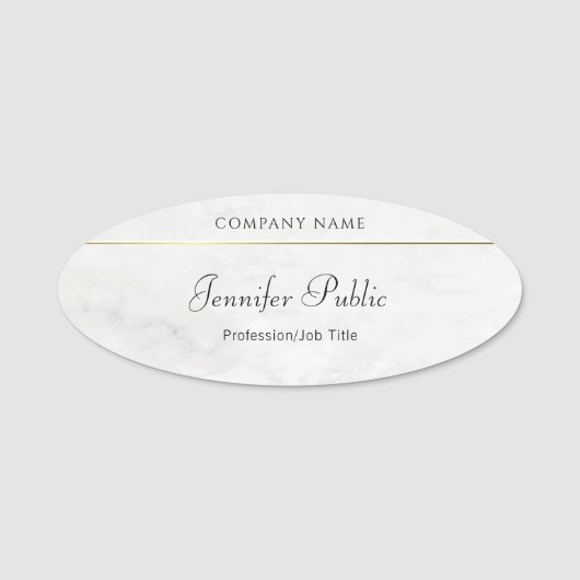 Marble Gold Elegant Hand Name Script Sjabloon Naamplaatje (Voorkant)