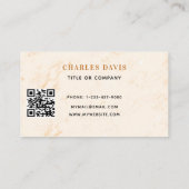 Marble gold elegant minimalist Qr code logo Visitekaartje (Achterkant)