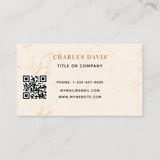 Marble gold elegant minimalist Qr code logo Visitekaartje (Achterkant)