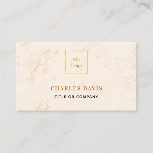 Marble gold elegant minimalist Qr code logo Visitekaartje (Voorkant)