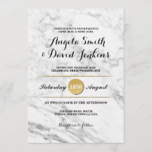 Marble Gold Elegant Wedding Art Deco 1920's Invite