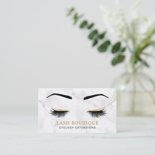 Marble Gold en Black Lash Brow Beauty Visitekaartje (Staand voorkant)