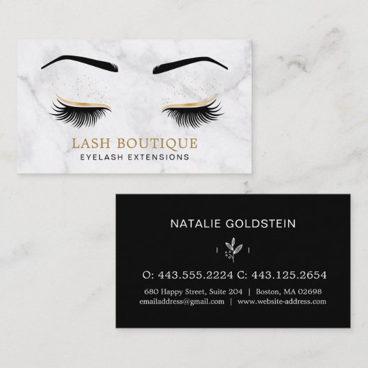 Marble Gold en Black Lash Brow Beauty Visitekaartje (Voorkant / Achterkant)