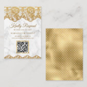 Marble Gold Foil Lace QR Code RSVP Weduwwebsite Informatiekaartje (Voorkant / Achterkant)