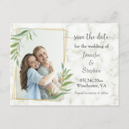 Marble Gold Lijst Photo Weddenschap Save the Date Aankondigingskaart