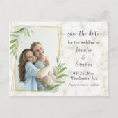 Marble Gold Lijst Photo Weddenschap Save the Date Aankondigingskaart (Voorkant)