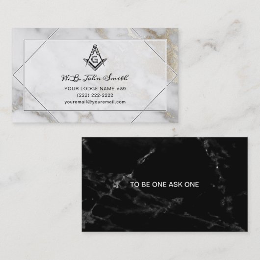 Marble Gold Masonic Visitekaartjes | Freemason (Voorkant / Achterkant)