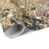 Marble Gold Meadow Butterfly snijdt Pareltjes Diam Cadeaupapier (Rol Hoek)
