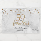 Marble Gold Personalized 50 en Fabulous Sparkling Wijnetiket (Enkel label)
