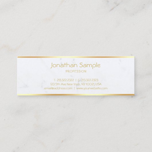 Marble Gold Text Sjabloon, geavanceerd, modern Mini Visitekaartje (Achterkant)