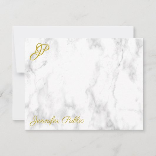 Marble Gold Typography Monogrammed Sjabloon (Voorkant)