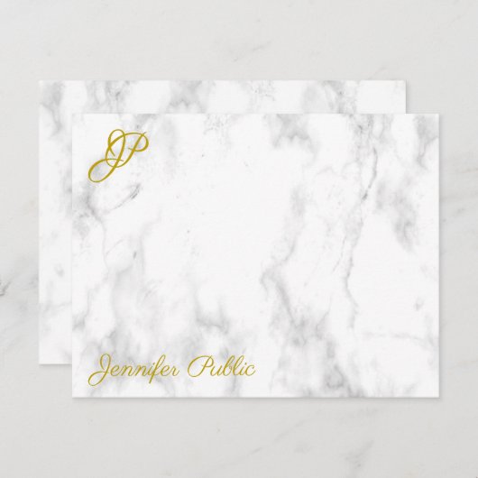 Marble Gold Typography Monogrammed Sjabloon (Voorkant / Achterkant)
