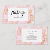 Marble Gold White Pink Pastel Black Makeup Artist Visitekaartje (Voorkant / Achterkant)