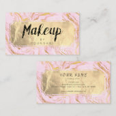 Marble Golden Folie Blush Makeup Artist Pink Visitekaartje (Voorkant / Achterkant)