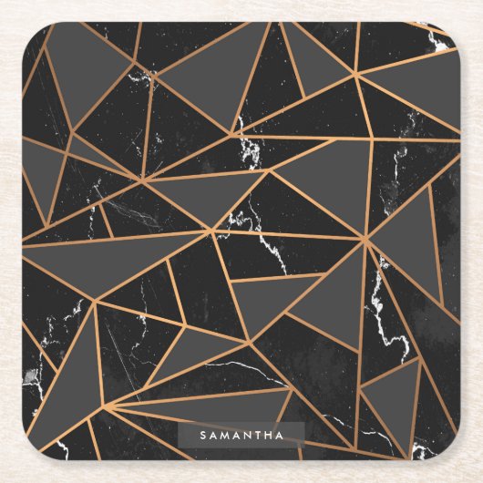 Marble Golden Mosaic Kartonnen Onderzetters (Voorkant)