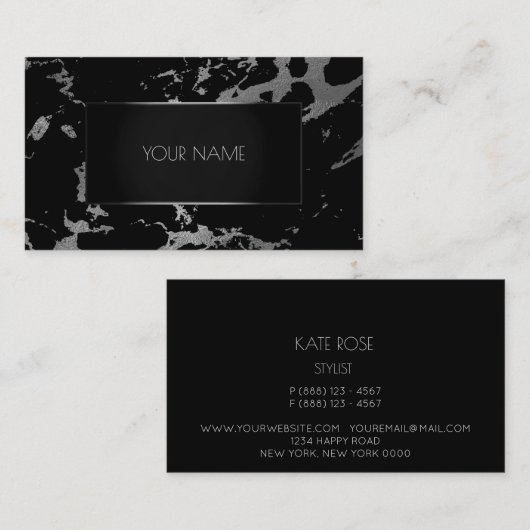 Marble Gray Black Silver Gold Abstracte grafiet Visitekaartje (Voorkant / Achterkant)