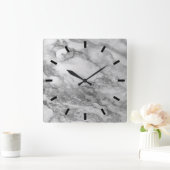 Marble Gray Silver Graphite Carrara Minimal Black2 Vierkante Klok (Huis)