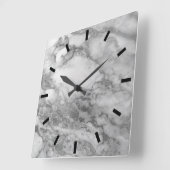 Marble Gray Silver Graphite Carrara Minimal Black2 Vierkante Klok (Hoek)