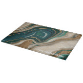Marble Green Gold Glitter Elegant Personalized Snijplank (Hoek)