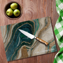 Marble Green Gold Glitter Elegant Personalized  Snijplank
