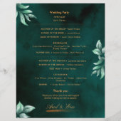 Marble Greenery Classic Elegant Wedding Programme (Achterkant)