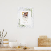 Marble Greenery Photo Celebration of Life Sign Poster (Keuken)