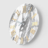 Marble Grey Faux Silver Metal Stone Roman Numbers Grote Klok (Hoek)