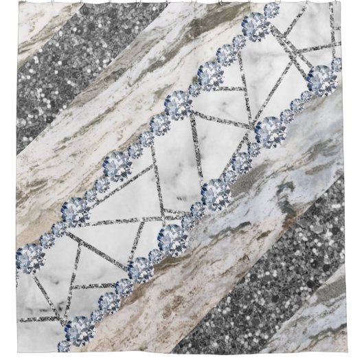 Marble Grey Gold White Douchegordijn (Voorkant)