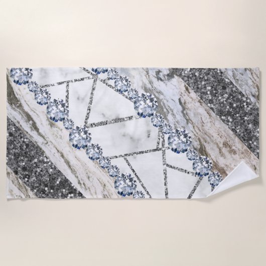Marble Grey Gold White Strandlaken (Voorkant)