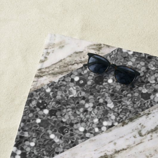 Marble Grey Gold White Strandlaken (In situ)