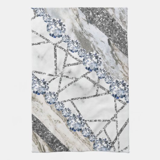 Marble Grey Gold White Theedoek (Verticaal)