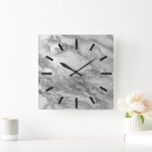 Marble Grey Silver Graphite Carrara Minimal Black Vierkante Klok (Huis)